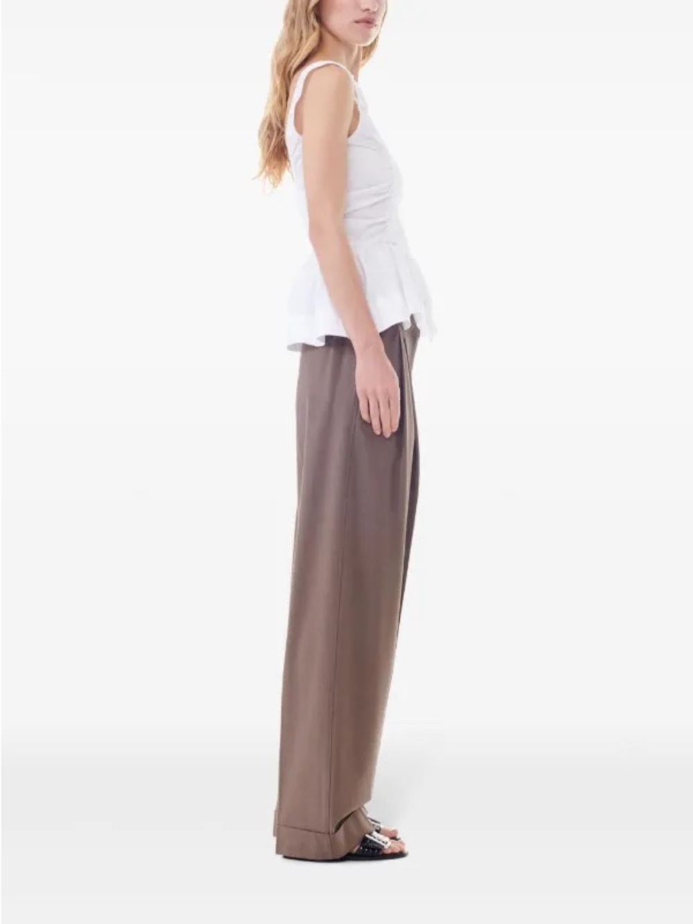 Ganni White Smocked Square-Neck Tank Top - Picture 3 of 7
